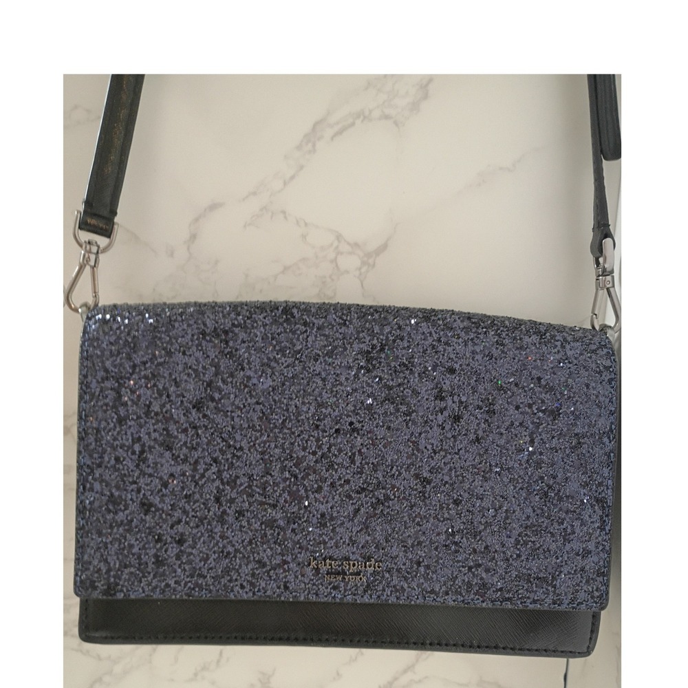 KATE SPADE Cameron Midnight Blue Glitter Convertible Crossbody Bag - NWOT